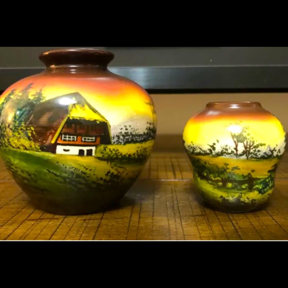 Schwarz Waldhaus Zell Black Forest Vase Set- Excellent Condition- RARE